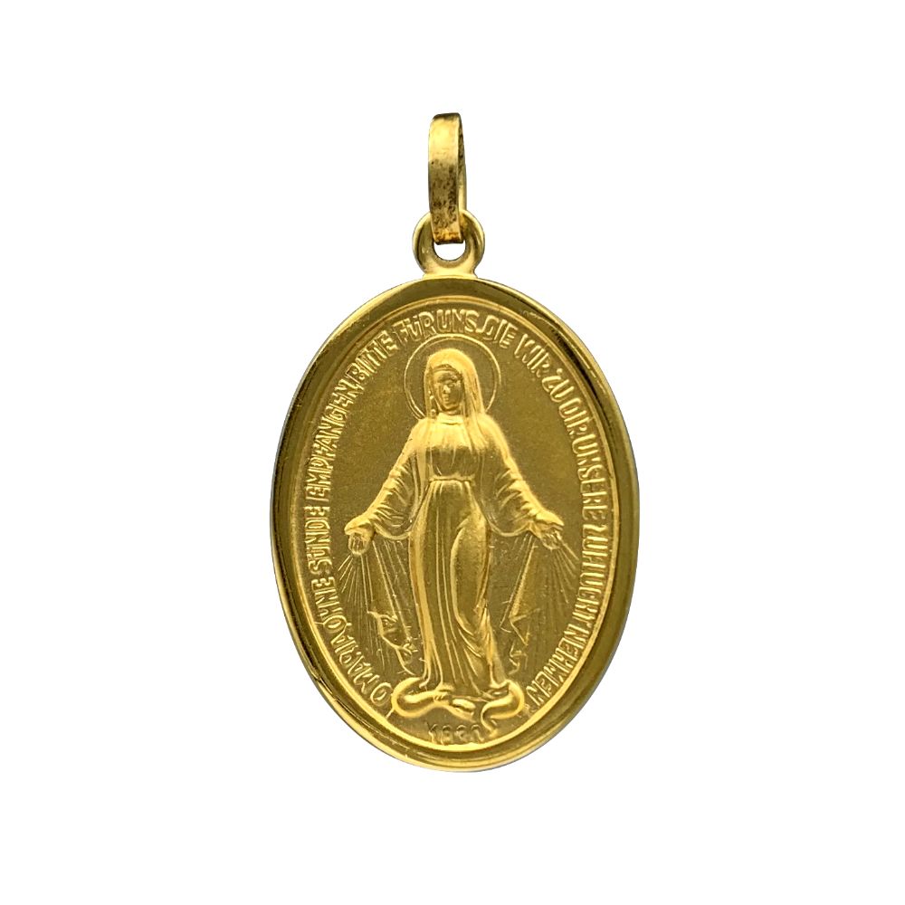 585 Echt Gold Wundertätige Madonna Anhänger Aus 585er Gold – Mit 925er Silber Kette, Heilige Maria Madonna Anhaenger